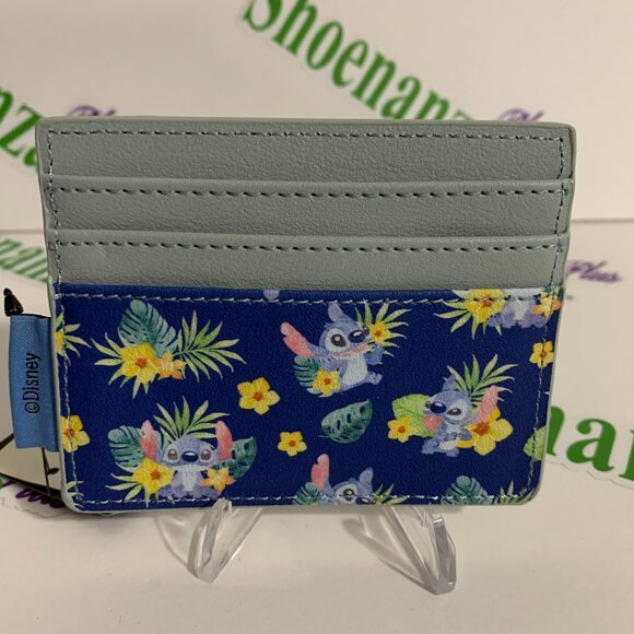 Loungefly Cardholder Disney Lilo Stitch Tropical Hawaii Floral Blue Card Holder - Picture 3 of 3